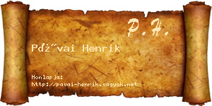 Pávai Henrik névjegykártya